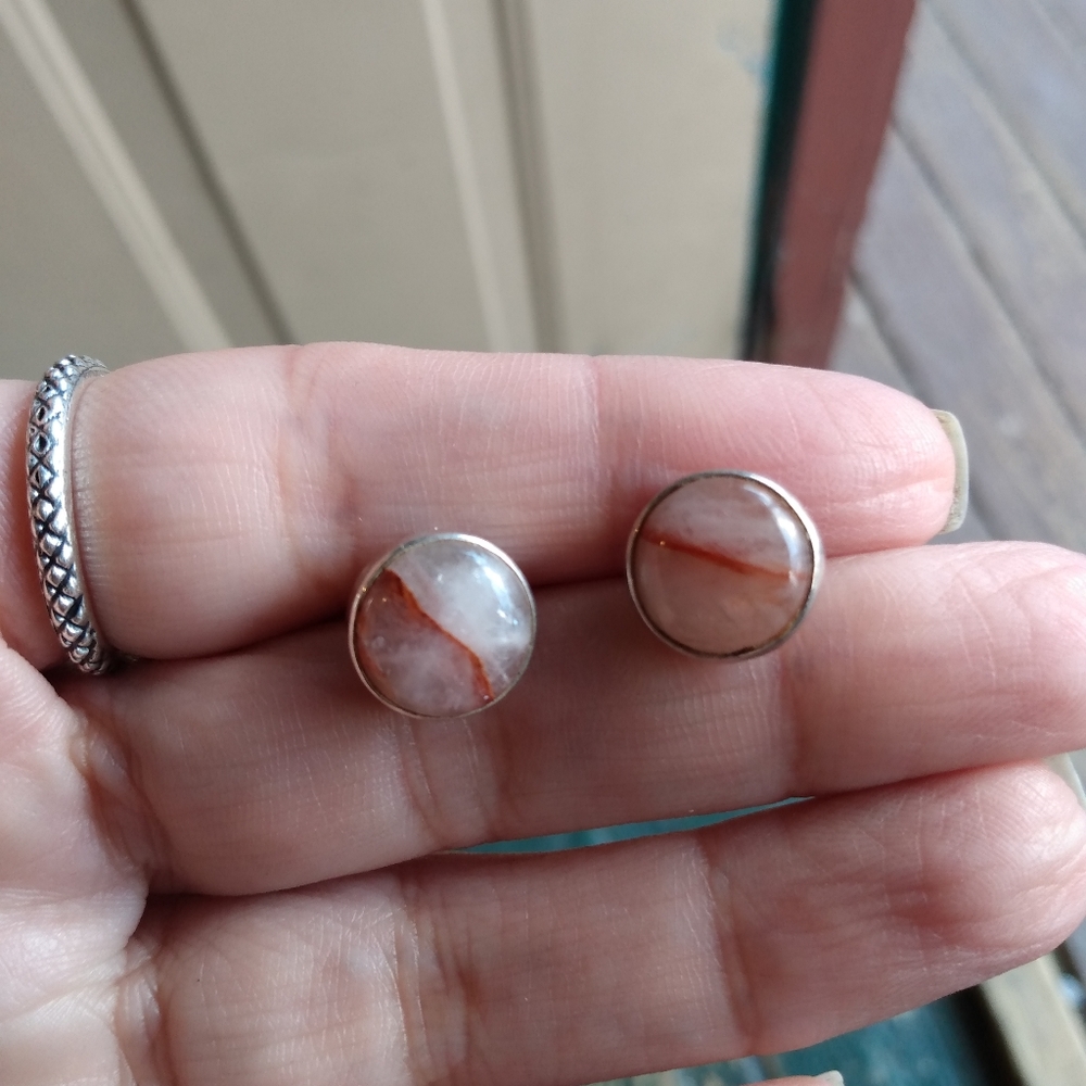 Sterling silver iron quartz earrings